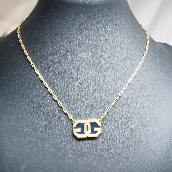 Authentic Givenchy Necklace Vintage Double G logo Black - Picture 3 of 8